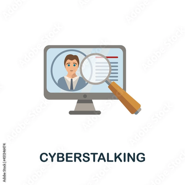 Fototapeta Cyberstalking flat icon. Colored sign from cyberbullying collection. Creative Cyberstalking icon illustration for web design, infographics and more