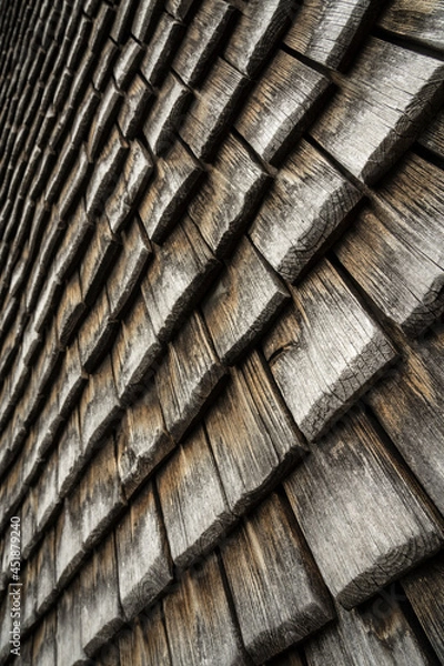 Fototapeta old wooden tile facade texture