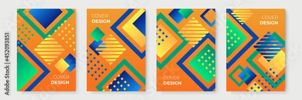 Fototapeta Modern abstract covers set, minimal covers design. Colorful geometric background, vector illustration.