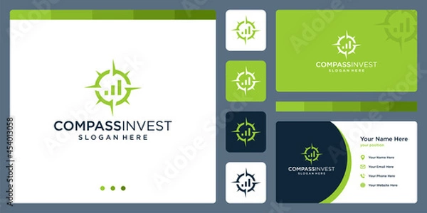 Fototapeta compass logo inspiration with financial investment logo. premium vector