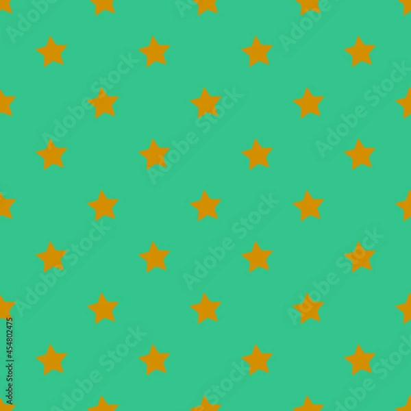 Fototapeta Gold stars on a turquoise background. Seamless pattern for any use.