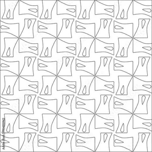 Obraz Vector pattern with symmetrical elements . Repeating geometric tiles from striped elements. black patterns.