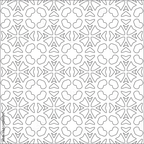 Fototapeta Vector pattern with symmetrical elements . Repeating geometric tiles from striped elements. black patterns.