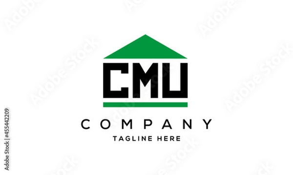 Fototapeta CMU three letter house for real estate logo design vector