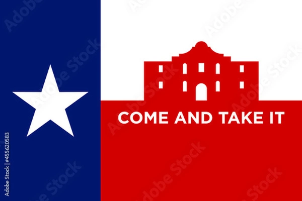 Fototapeta San Antonio, Texas Flag. The Alamo Building. Vector Illustration.