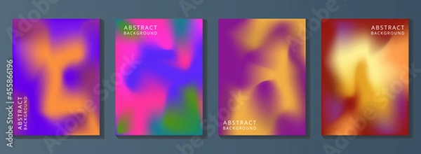 Fototapeta Gradient background set. Abstract cover, wall arts with colourful geometric shapes and liquid color. Website and banner.