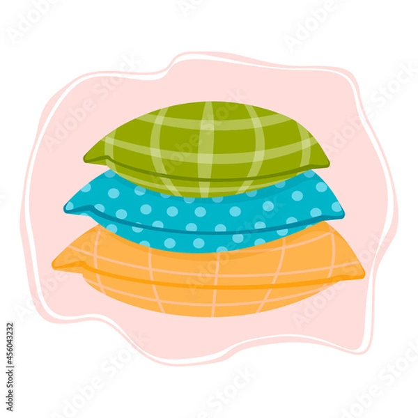 Fototapeta Three cute patterned pillows in flat style. Vector illustration.