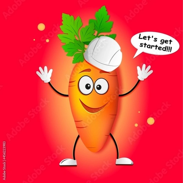 Fototapeta Cartoon carrot character. Orange carrot. Character for children book. Character for web.  Comics