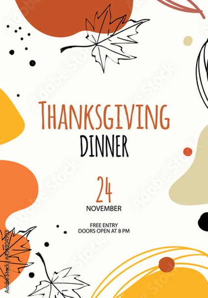 Fototapeta Trendy abstract Thanksgiving template. Good for poster, card, invitation, flyer, cover, banner, placard, brochure and other graphic design