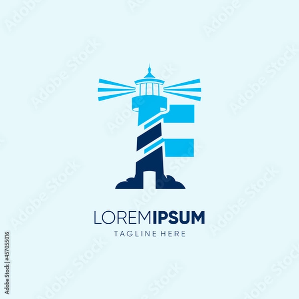 Fototapeta Letter F Lighthouse Logo Design Vector Icon Graphic Emblem Illustration