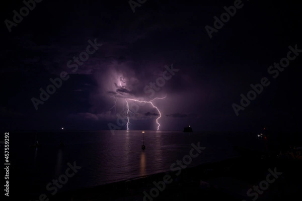 Fototapeta Thunderstorm in Strombli, Sicily, Italy