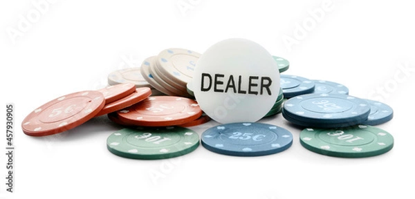 Fototapeta Poker chips on white background