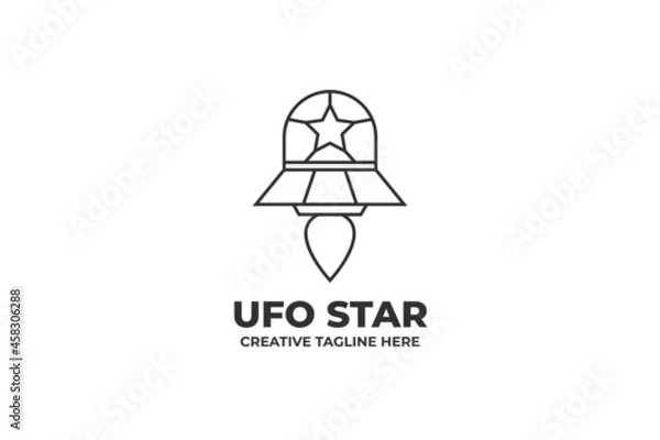 Fototapeta Ufo Star Monoline Logo