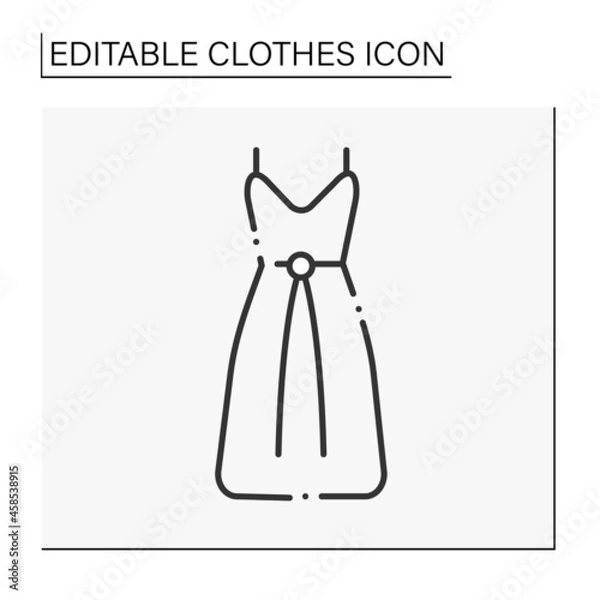 Fototapeta Fashion line icon. Drawstring dress for dates or parties. Fashionable suit for woman. Clothes concept. Isolated vector illustration. Editable stroke