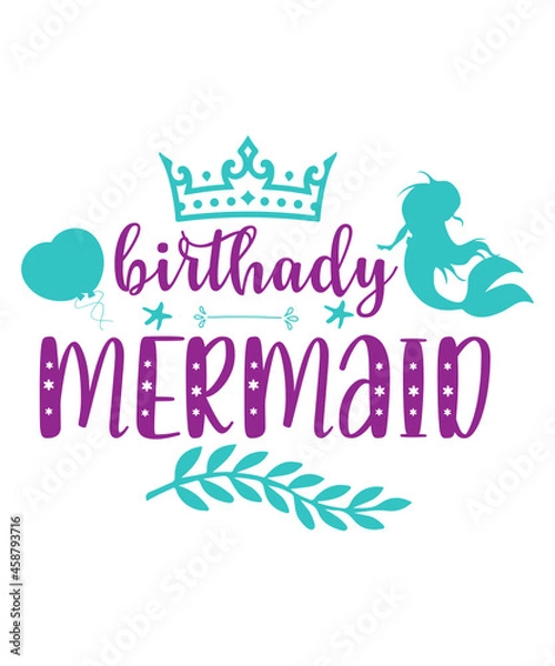 Fototapeta Mermaid Svg Bundle,Mermaid Svg,Give Me Vitamin Sea Svg,Birthday Girl Svg cut file