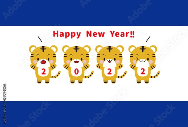 Fototapeta 17New Years card_Tiger_Flame_Happy New Year_Blue