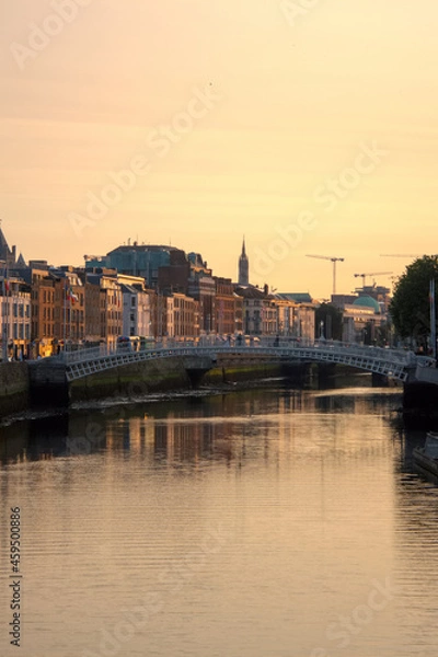 Fototapeta Skyline of Dublin at sunset, Ireland