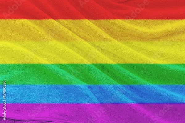 Fototapeta Fabric wavy flag of LGBT pride. Concept of the freedom love.