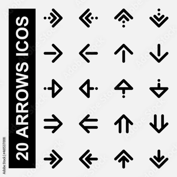 Fototapeta Set of arrows icons with outline style