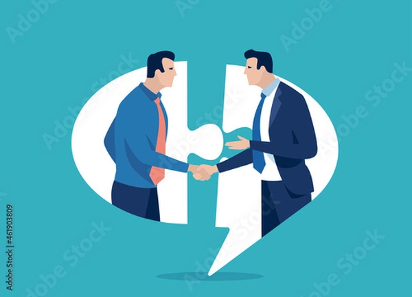 Fototapeta Making agreement. Unity. Shaking hands. Business vector illustration