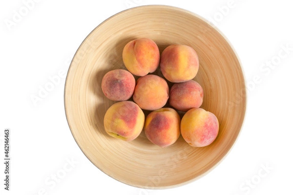 Fototapeta Peaches on dish isolated