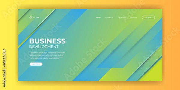 Fototapeta Website template design and landing page line dynamic shapes blue background. Vector illustration for apps development, mobile, ui template