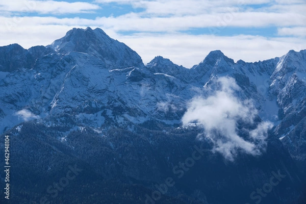 Obraz View from moutain Wank to alps with snow