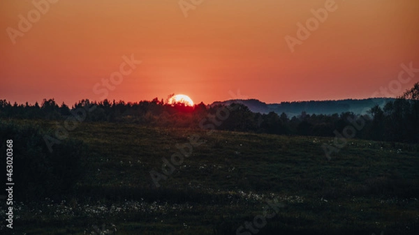 Fototapeta Malowniczy zachód słońca nad polem