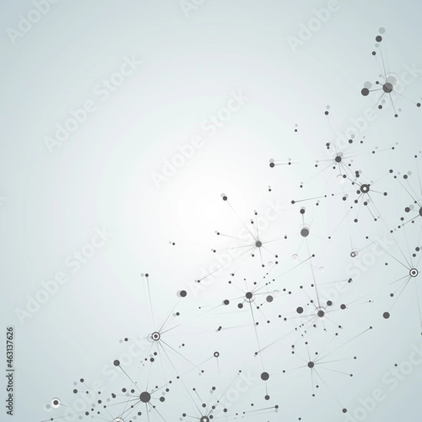 Fototapeta Abstract geometric background. Vector science concept. Connect dots and lines