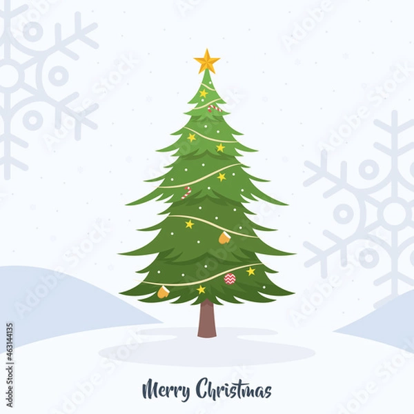 Fototapeta flat design decorative christmas tree illustration