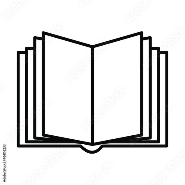 Fototapeta Open book icon. Studying information black and white education symbol. Vector illustration. 