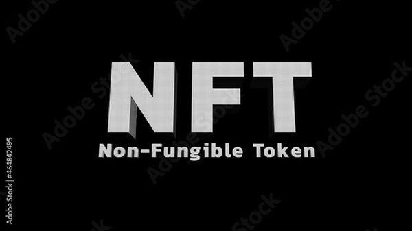 Fototapeta Non-fungible token hologram on virtual digital screen, nft with network circuit and globe