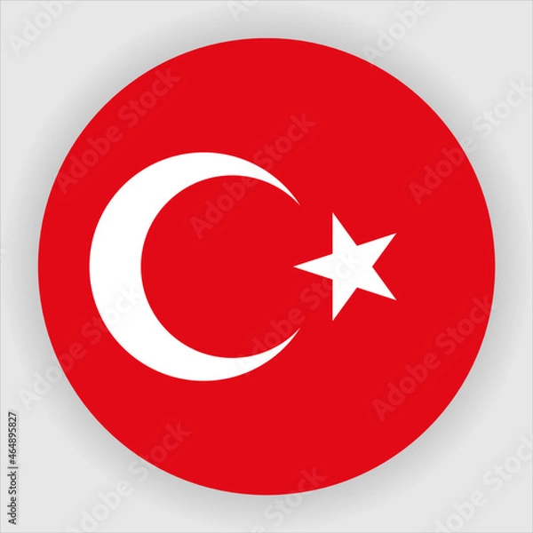 Fototapeta Turkey Flat Rounded Country Flag button Icon