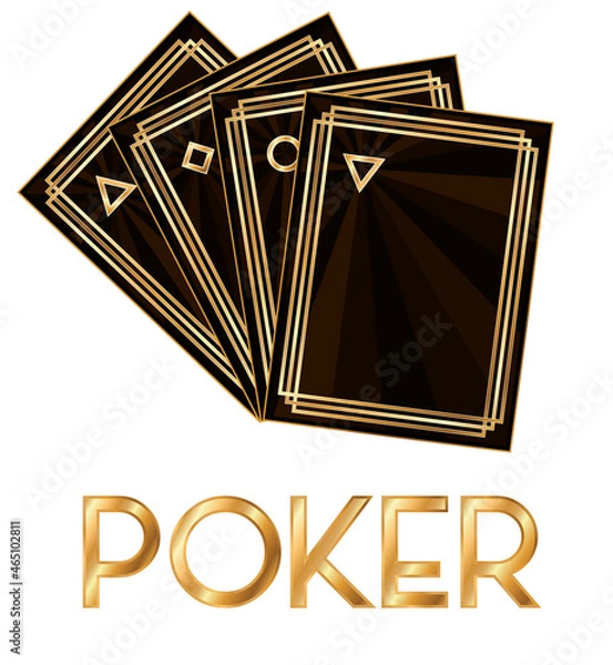 Fototapeta Casino poker cards in style art deco, vector illustration