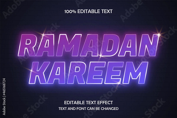 Fototapeta Ramadan Kareem,editable text effect modern neon style