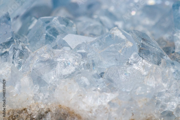 Fototapeta Macro mineral stone Celestine in the breed a white background