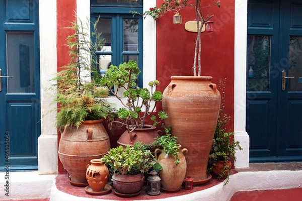 Fototapeta Still live of pottery in Santorini