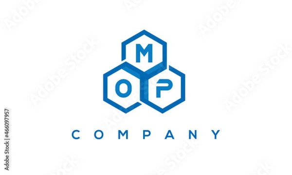 Obraz MOP letters design logo with three polygon hexagon logo vector template