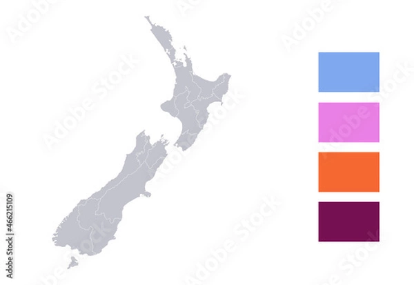 Fototapeta Infographics of New Zealand map, individual regions blank