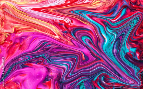 Obraz High Resolution Colorful fluid painting with marbling texture, 3D Rendering.