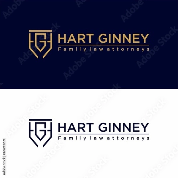 Fototapeta Initials Letter HG Logo Vector Design. Monogram Concept and Geometric Letter HG Icon Template.