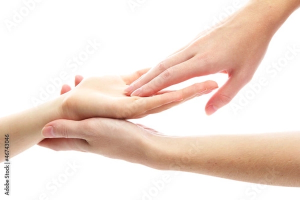 Fototapeta Hand massage, isolated on white