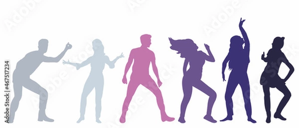 Fototapeta dancing people silhouette isolated, vector