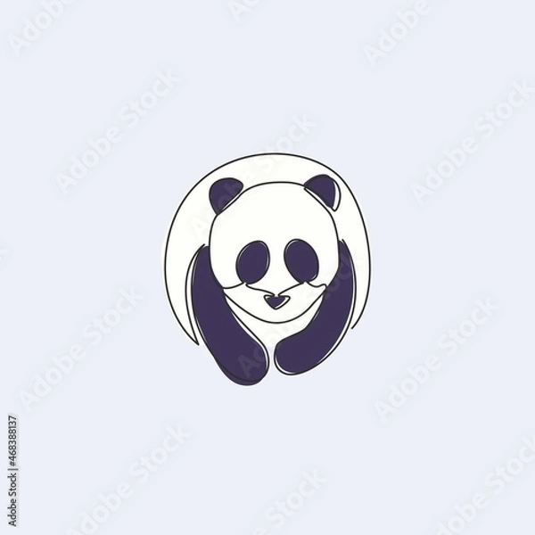 Fototapeta Single continuous line drawing of funny panda for corporation logo identity. Company icon concept from cute mammal animal shape. Dynamic one line draw design vector graphic illustration