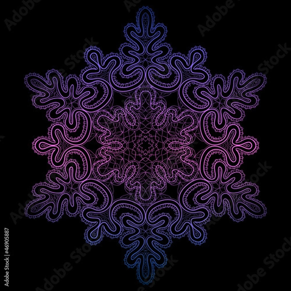 Fototapeta lacy snowflake on a black background