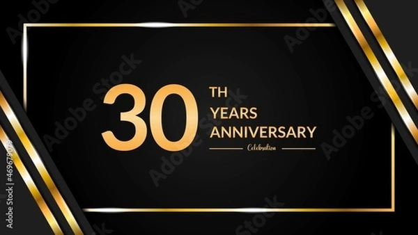 Fototapeta Luxurious and elegant design to celebrate 30th anniversary with black and gold. vector illustration