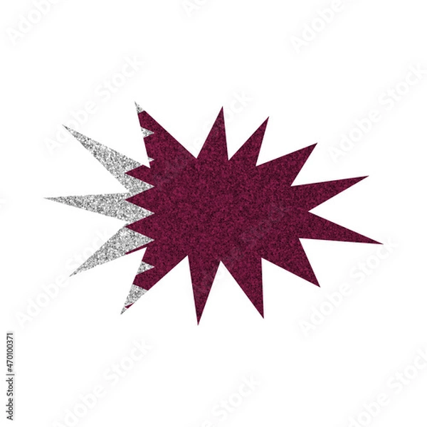 Fototapeta Bright glitter blast pop art silhouette in colors of national flag. Qatar