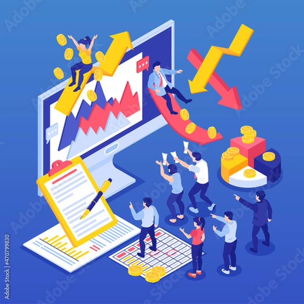 Fototapeta Isometric Finance Concept