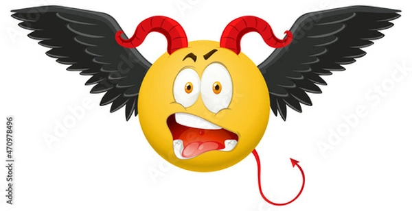 Fototapeta Devil emoticon with facial expression