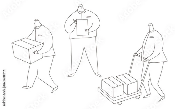 Obraz Line drawing illustration of a working person.